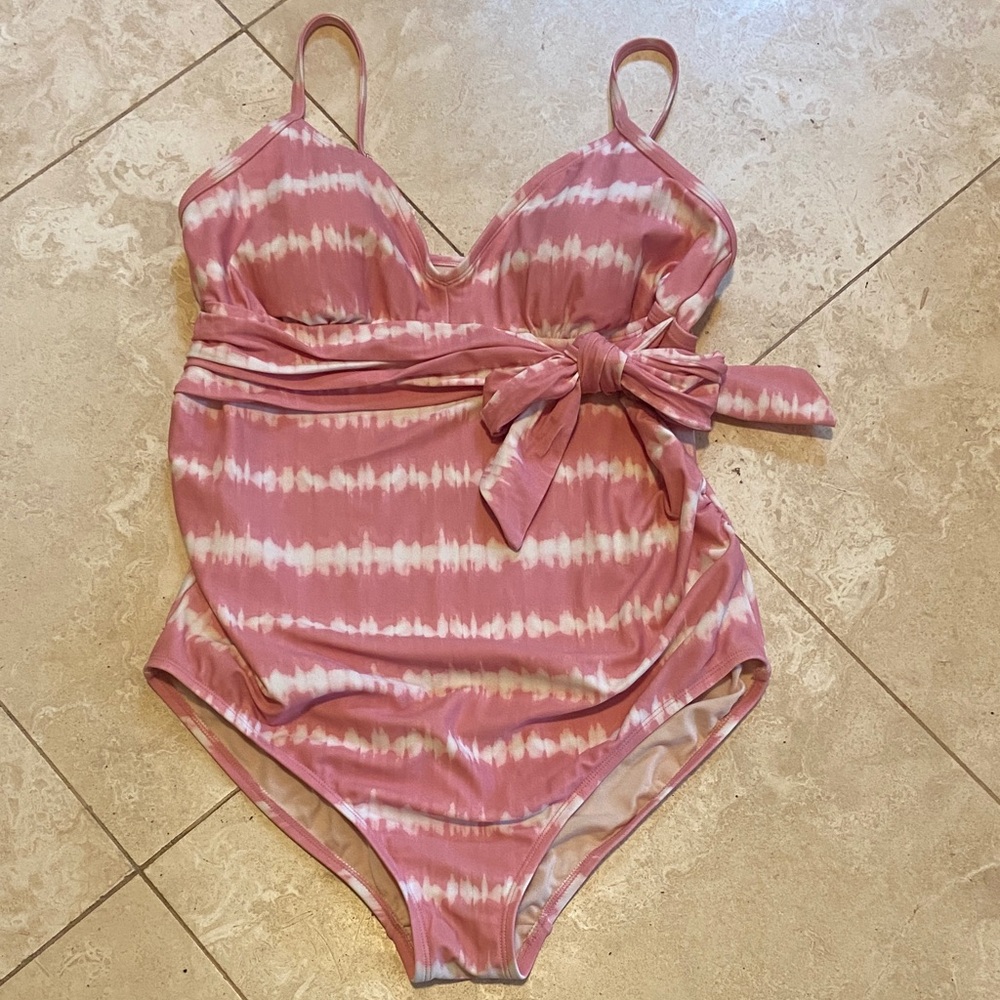 Isabel Maternity by Ingrid & Isabel Pink Tie-Dye One Piece Swim Suit
